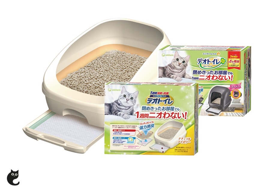 The UniCharm Deo-Toilet Dual Layer Cat Litter System's innovative dual-tier structure includes the creative usage of zeolite and silica-based cat litter to prolong the mileage of your cat litter, effectively eliminating undesirable odours from the litter box.